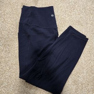 Athleta Large Petite Navy Salutation Stash Leggings